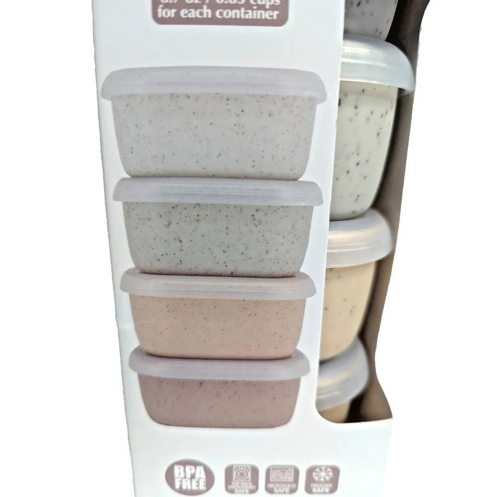Farberware 4-pc Snack Containers Lids 6.7 oz Rectangle Speckled Kitchen BPA Free